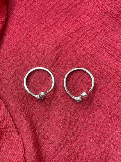 Silver Green Stone Toe Rings