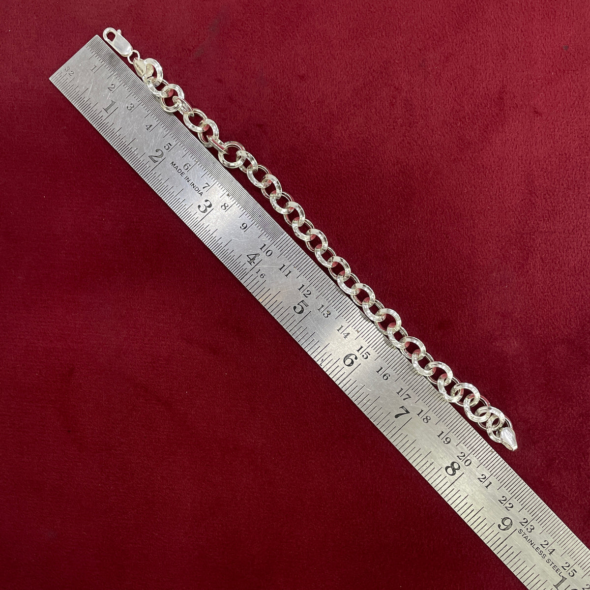 92.5 Silver Round Link Chain Bracelet for Men