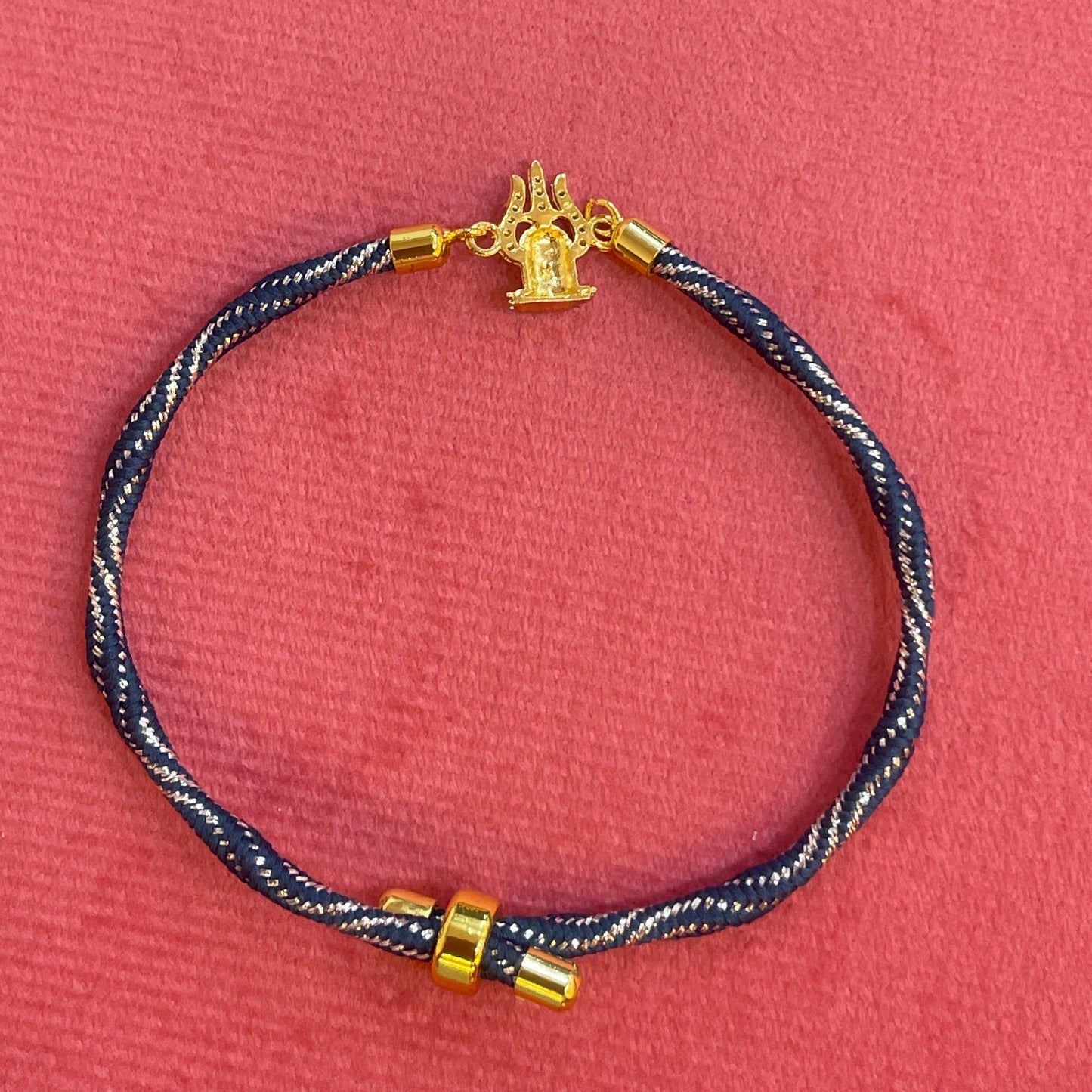 925 Silver Mahadev Trishul Rakhi for Brother | Gold Plated CZ Shivling Charm