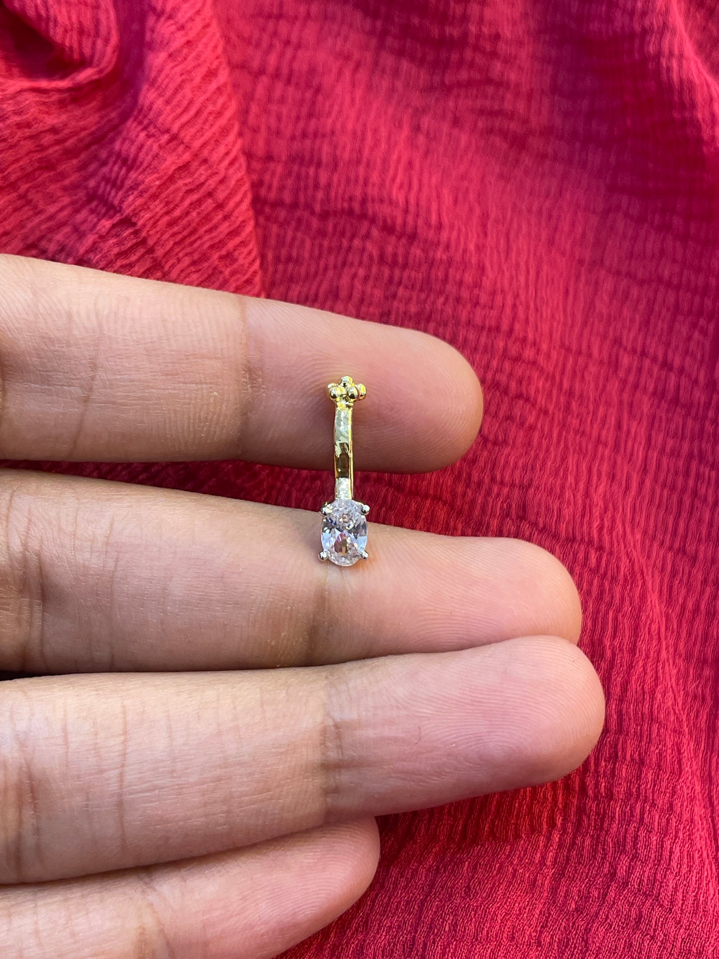 92.5 Silver Gold Plated White Stone Press-On Bugadi for Women | Stylish Non-Piercing Ear Cuff | Elegant Jewellery
