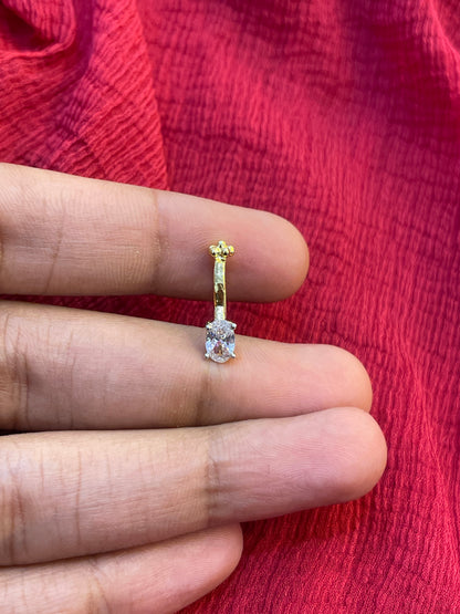 92.5 Silver Gold Plated White Stone Press-On Bugadi for Women | Stylish Non-Piercing Ear Cuff | Elegant Jewellery