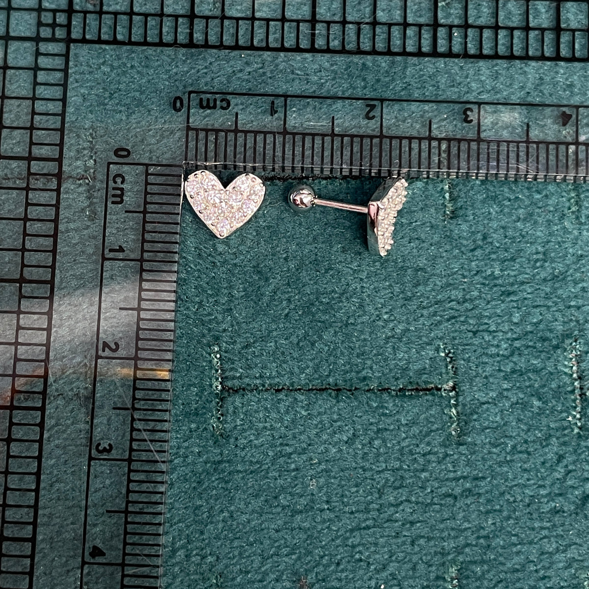 925 Silver Heart Studs - Ball back pair