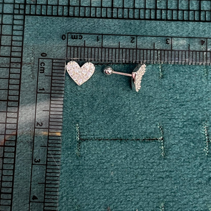 925 Silver Heart Studs - Ball back pair