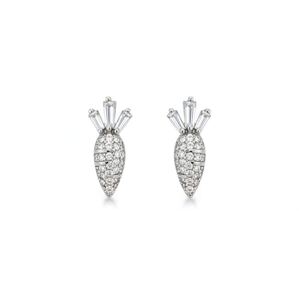92.5 Silver Minimal Carrot Earrings for Women | Cute Playful Design | Stylish Jewellery