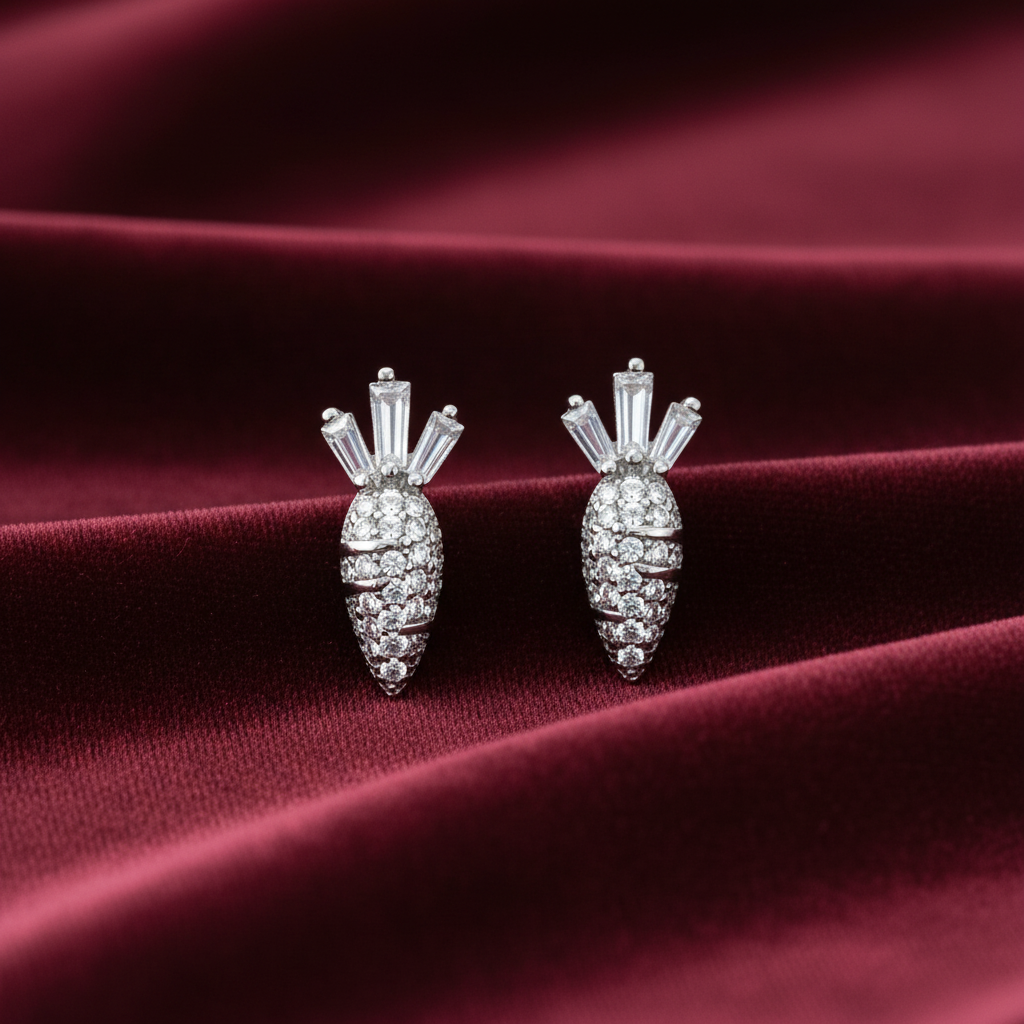 92.5 Silver Minimal Carrot Earrings for Women | Cute Playful Design | Stylish Jewellery