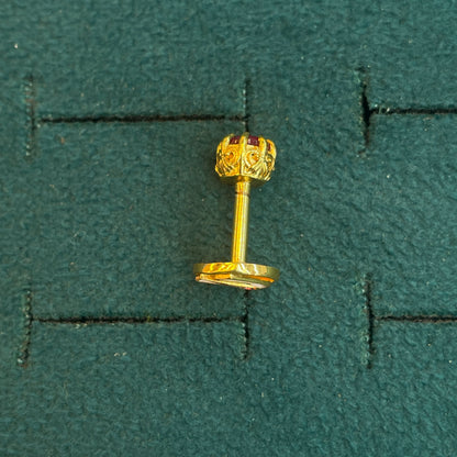92.5 Silver Gold Plated Govinda Namalu Reversible Stud Single Piece
