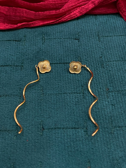 925 Silver Gold Plated Clover Spiral Earrings for Women | Elegant Floral Design