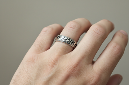 92.5 Silver Oxidised Men’s Ring Size 19 | Stylish Vintage Design | Elegant Jewellery