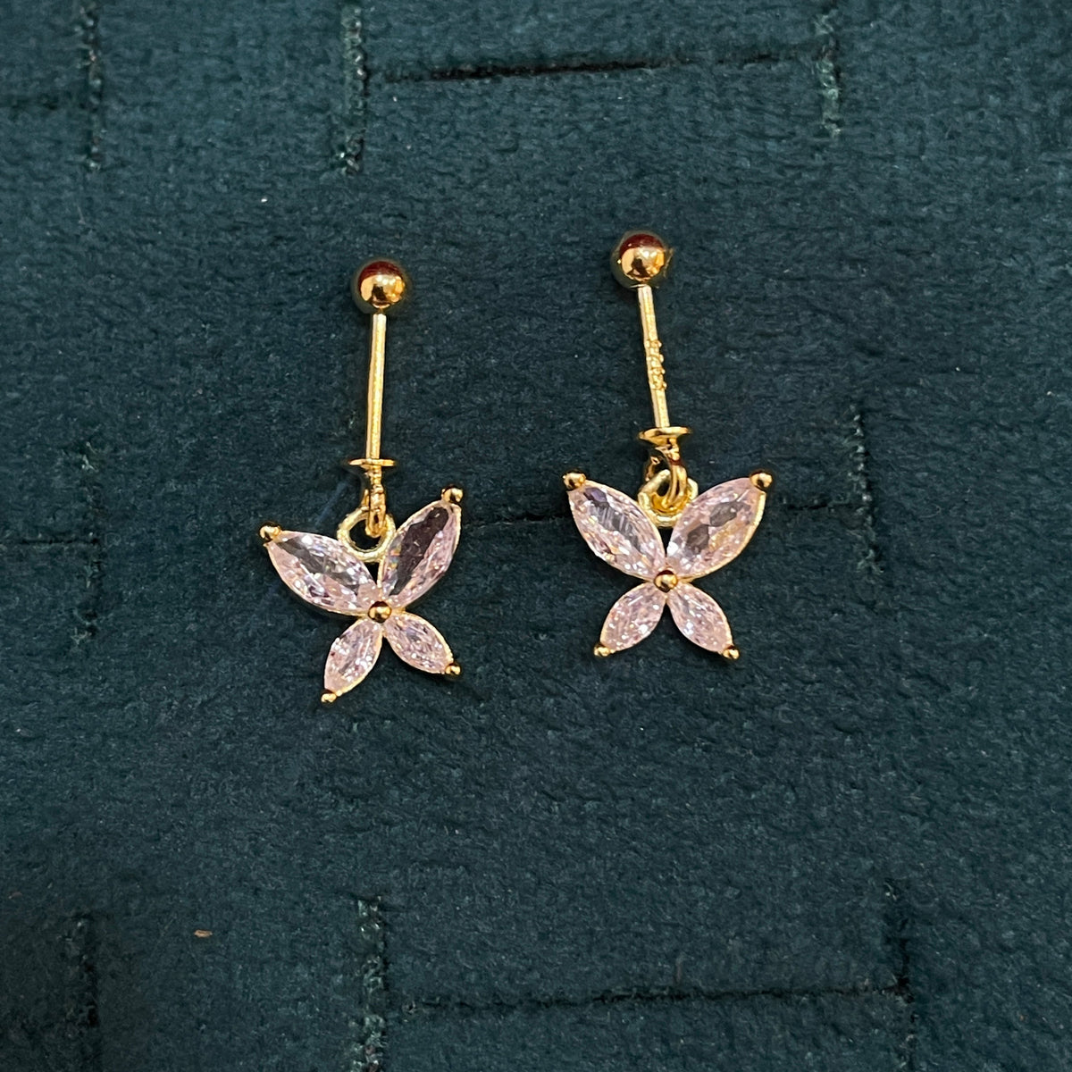 92.5 Silver Gold Plated Butterfly Hanging Bugadi -  Pair