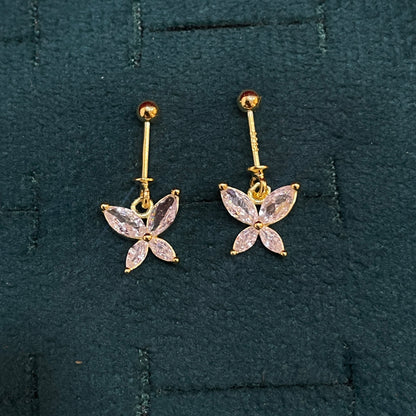 92.5 Silver Gold Plated Butterfly Hanging Bugadi -  Pair
