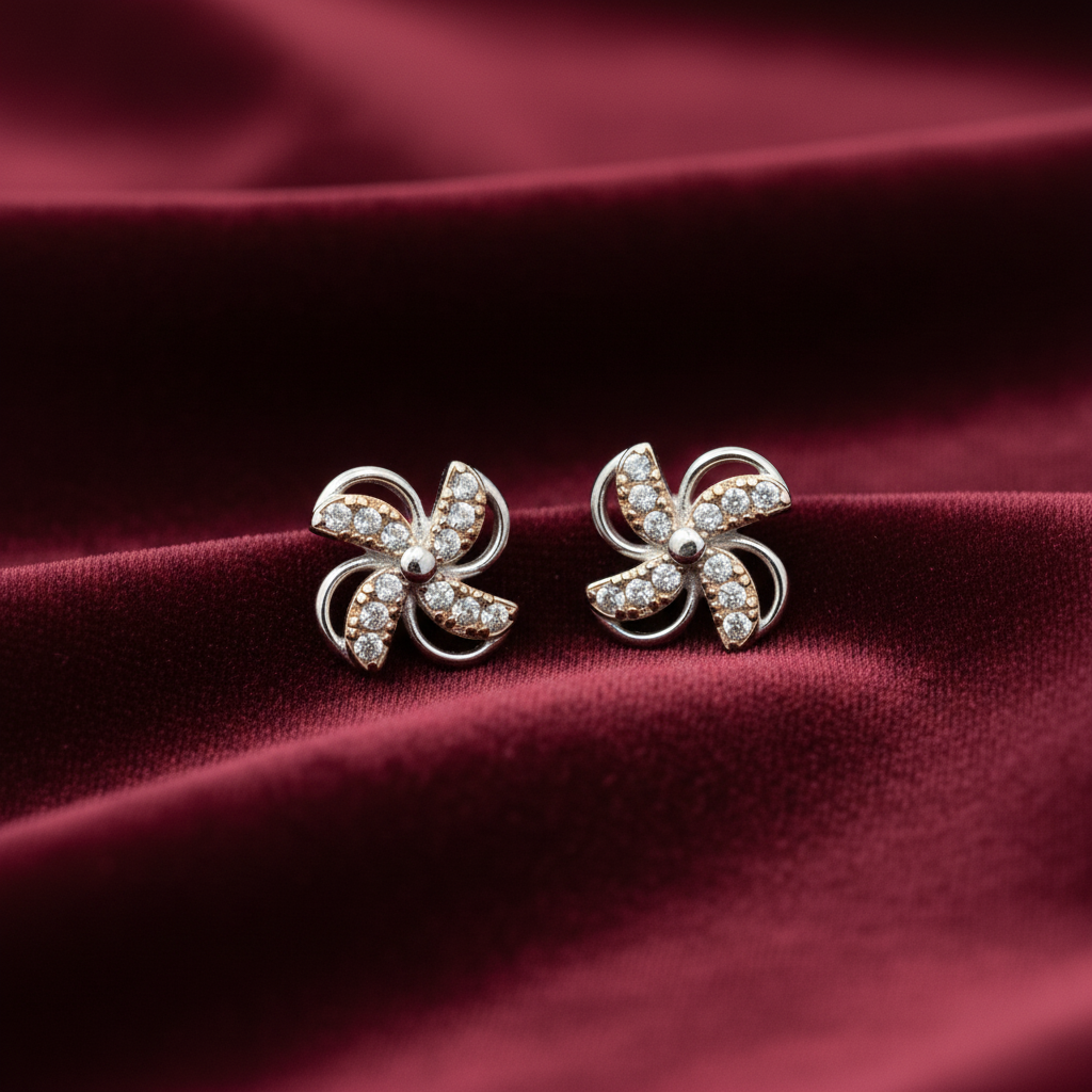 92.5 Silver Rose Gold Plated Stylish Earrings for Women | Elegant Modern Design | Trendy Jewellery