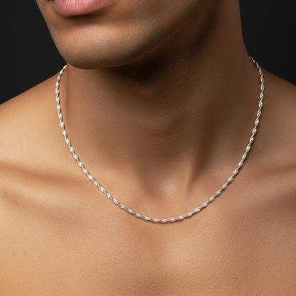 92.5 silver twisted chain 18 inches