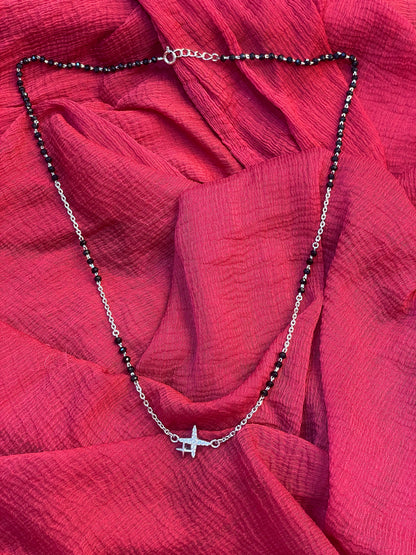 92.5 Silver Minimal Black Bead Chain for Women 19 Inches | Stylish Classic Design | Elegant Jewellery
