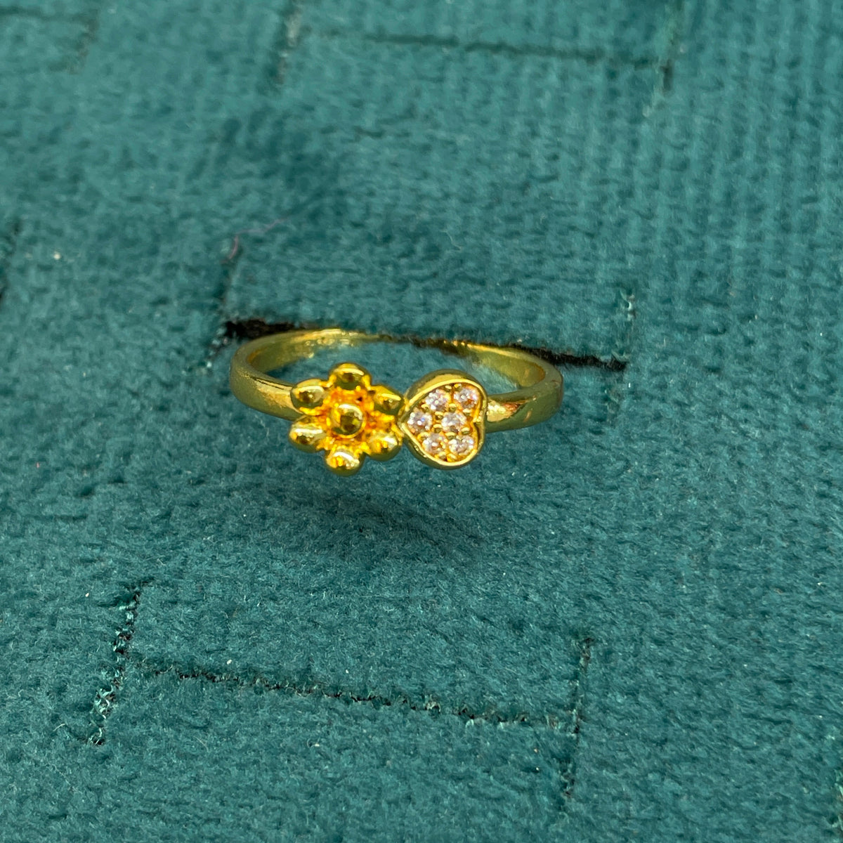 92.5 Silver with Gold Plating Flower Ring for Women