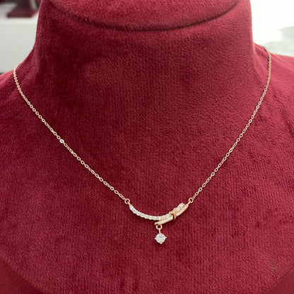 92.5 Silver Rose Gold Plated White CZ Drop Necklace for Women