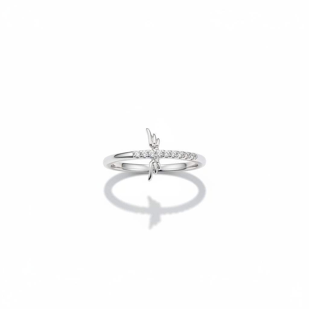92.5 Silver White Stone Wings Ring for Women Size 11 | Stylish Angelic Design | Elegant Fashion Jewellery
