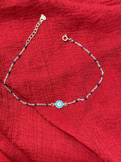92.5 Silver Evil Eye Anklets | Classy Protective Design | Jewellery