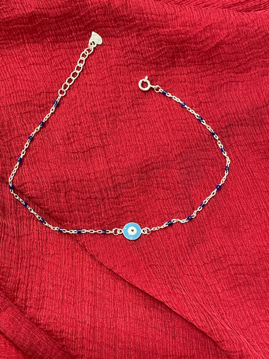 92.5 Silver Evil Eye Anklets | Classy Protective Design | Jewellery