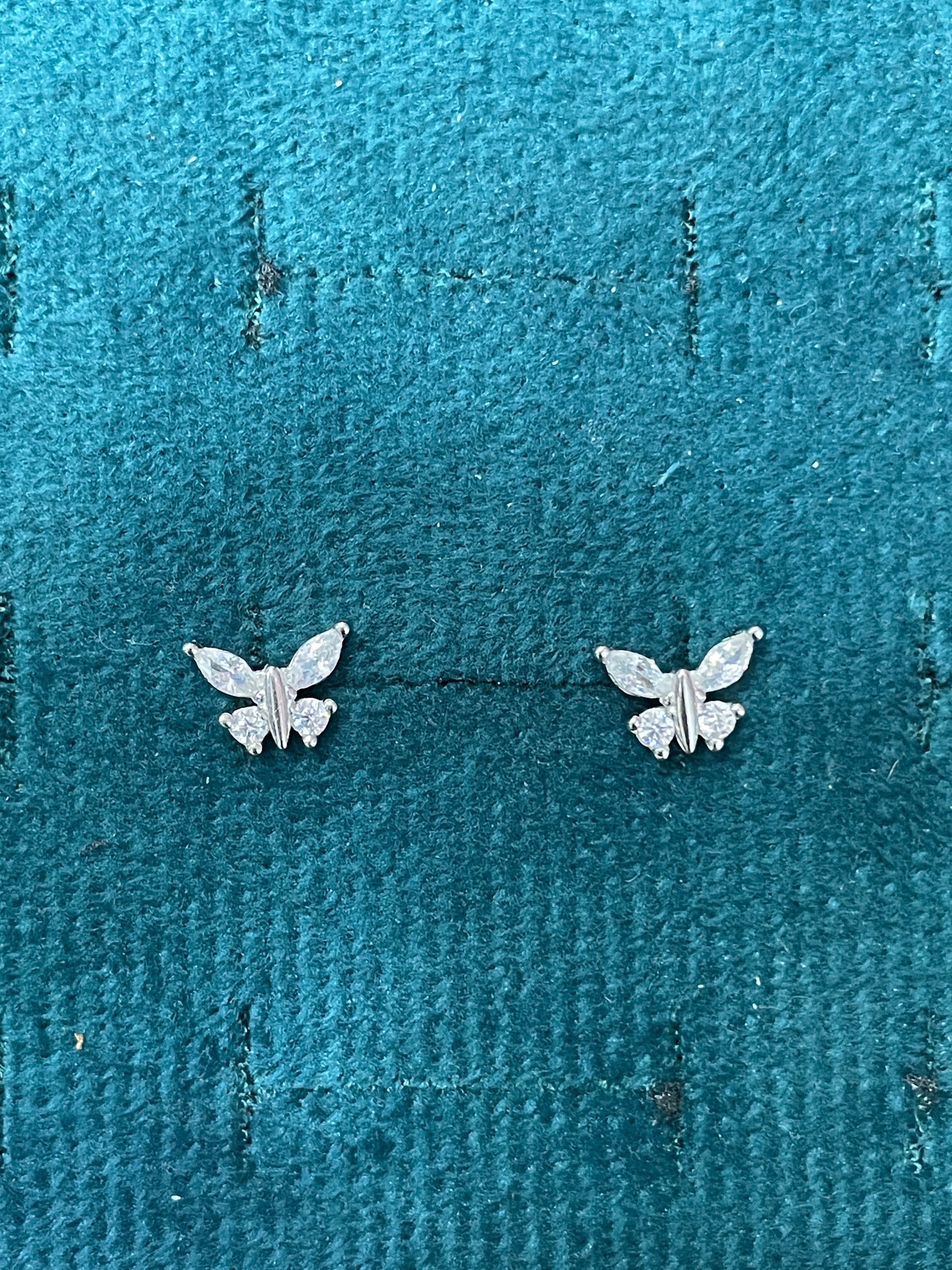 925 Silver Butterfly Stud Earrings | Minimal CZ Daily Wear Earrings for Women & Girls