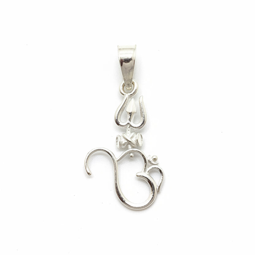 92.5 Sterling Silver Trishul Om Pendant