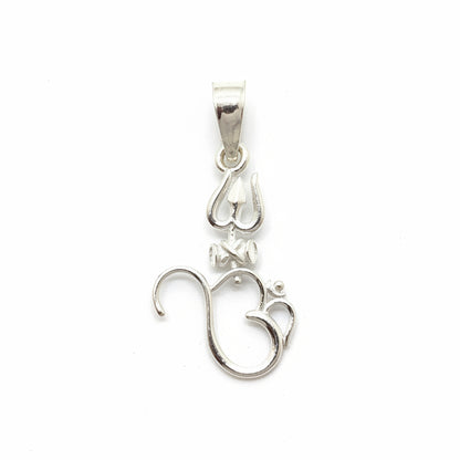 92.5 Sterling Silver Trishul Om Pendant
