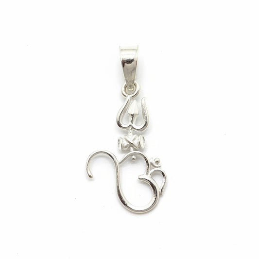 92.5 Sterling Silver Trishul Om Pendant