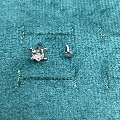 92.5 Sterling Silver CZ Cluster Open Square Frame Stud Earrings for Women pair