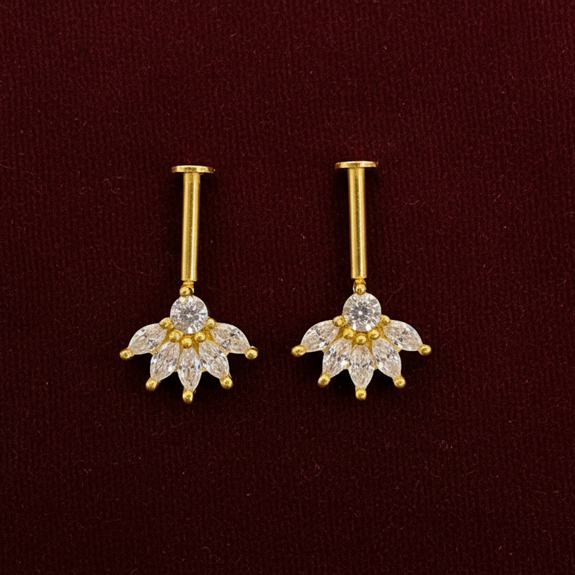 92.5 Silver Five Petal Bugadi | Floral Elegant Design | Jewellery