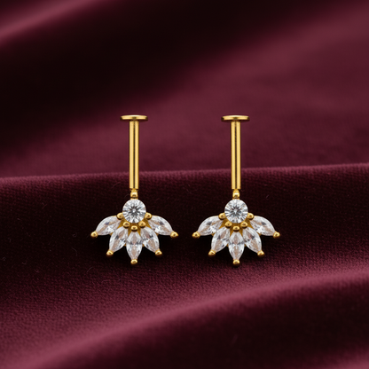 92.5 Silver Five Petal Bugadi | Floral Elegant Design | Jewellery (pair)