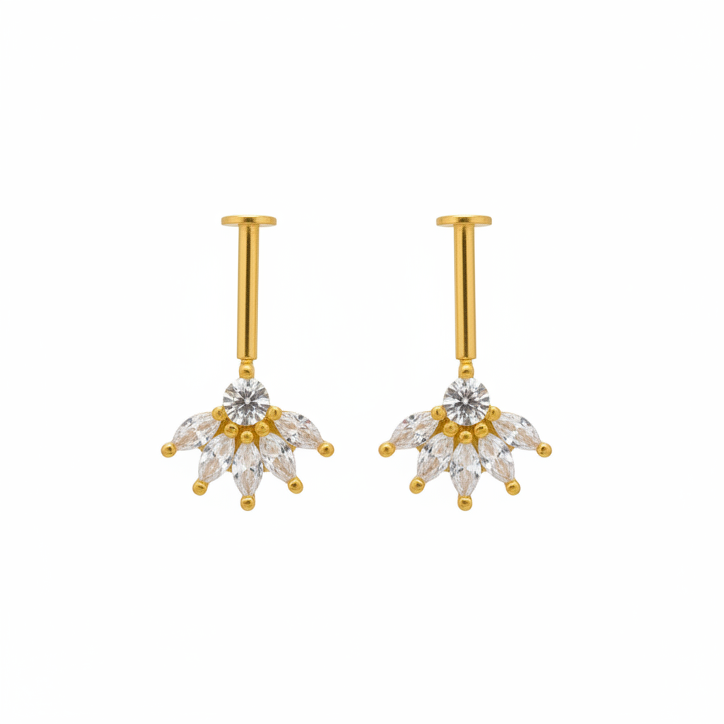 92.5 Silver Five Petal Bugadi | Floral Elegant Design | Jewellery (pair)