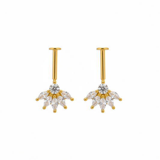 92.5 Silver Five Petal Bugadi | Floral Elegant Design | Jewellery (pair)