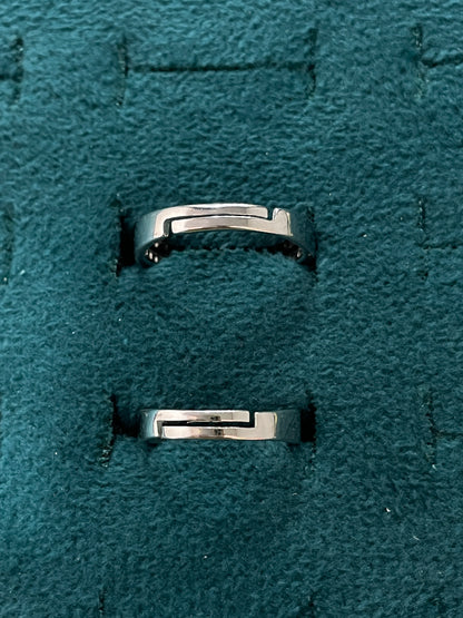 92.5 Silver Geometric Double Row Stone Couple Rings | Adjustable Band