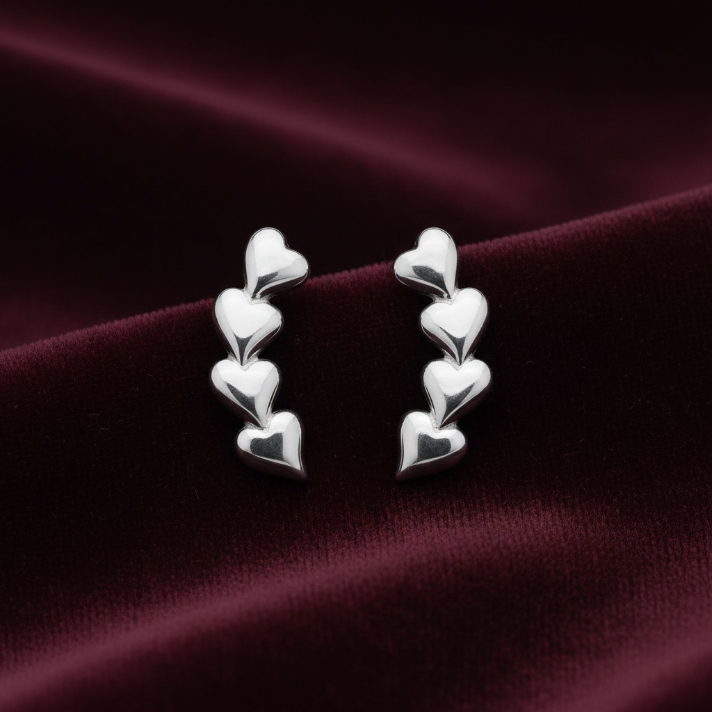 92.5 Silver Heart Earrings for Women | Stylish Love Design | Elegant Daily Wear Jewellery