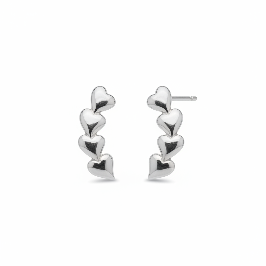 92.5 Silver Heart Earrings for Women | Stylish Love Design | Elegant Daily Wear Jewellery
