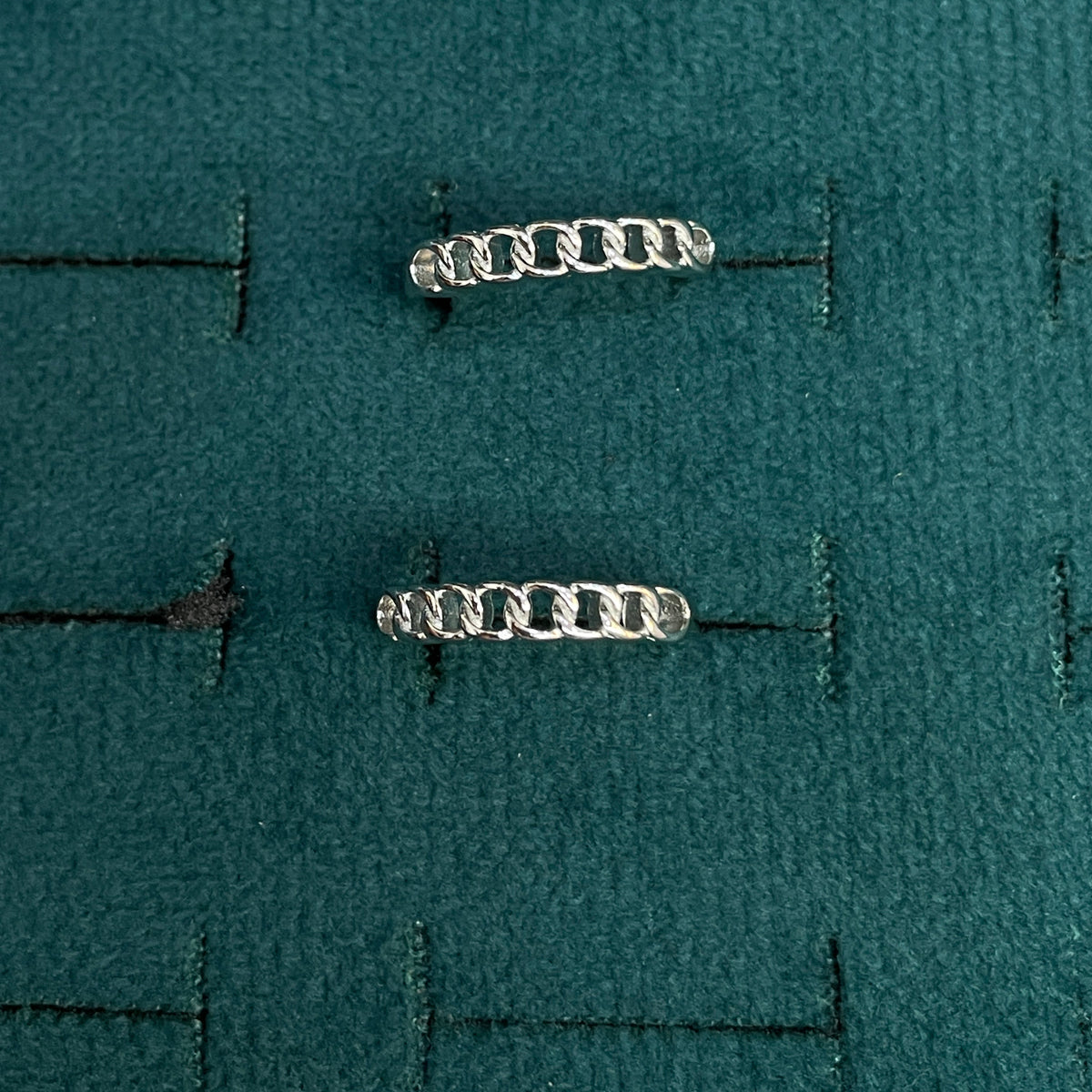 92.5 Silver Curb Chain Toe Rings Pair