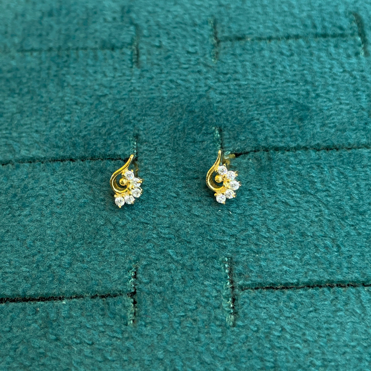 92.5 Sterling Silver Gold Plated CZ Peacock Hook Studs