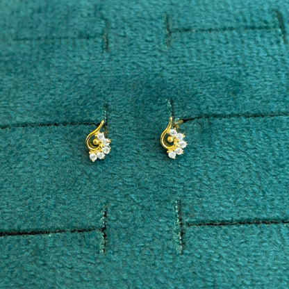 92.5 Sterling Silver Gold Plated CZ Peacock Hook Studs
