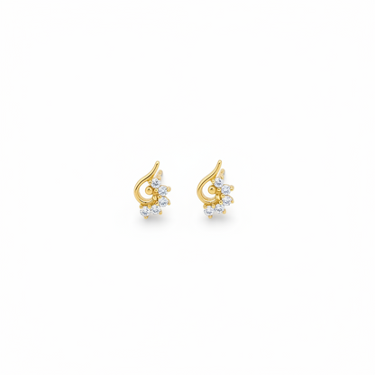 92.5 Sterling Silver Gold Plated CZ Peacock Hook Studs