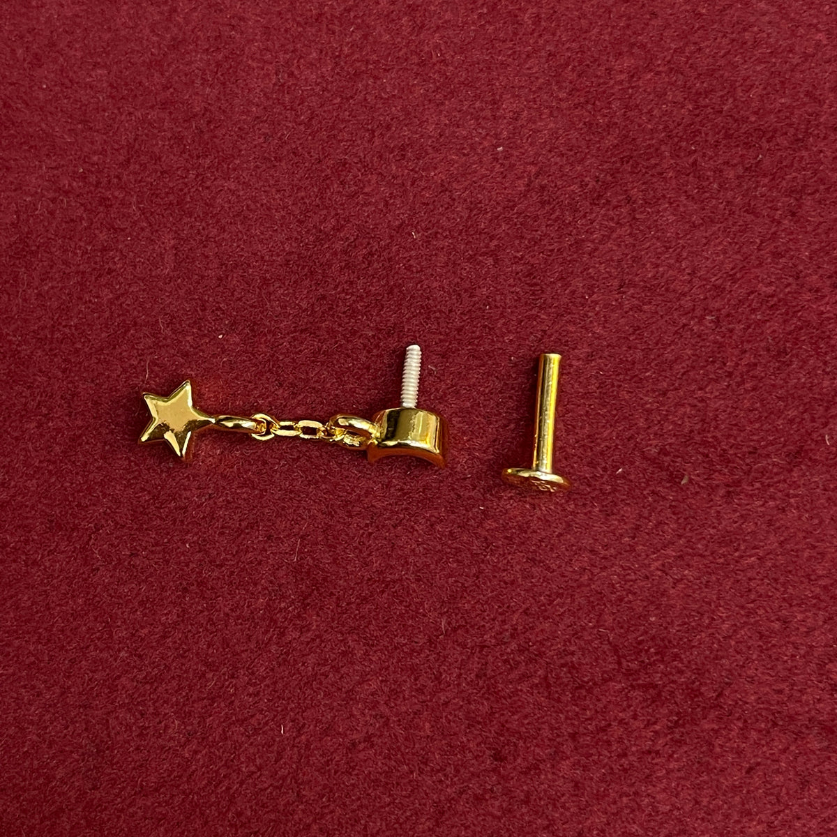 92.5 Sterling Silver Gold Plated Crescent Moon & Star Charm Drop Earrings for Women