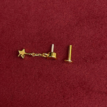 92.5 Sterling Silver Gold Plated Crescent Moon & Star Charm Drop Earrings for Women