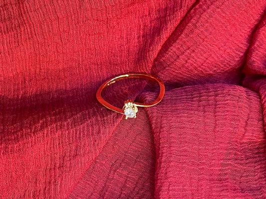 92.5 Silver Gold Plated Stone Ring for Women Size 15 | Elegant Jewellery
