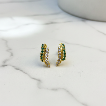 92.5 Silver Gold Plated Classy CZ J studs for Women | Elegant Cubic Zirconia Design | Premium Jewellery pair