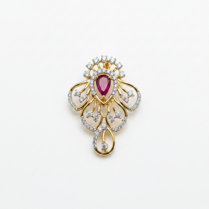 925 Silver Gold-Plated Ruby CZ Pendant