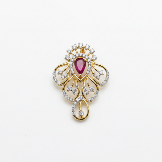 925 Silver Gold-Plated Ruby CZ Pendant