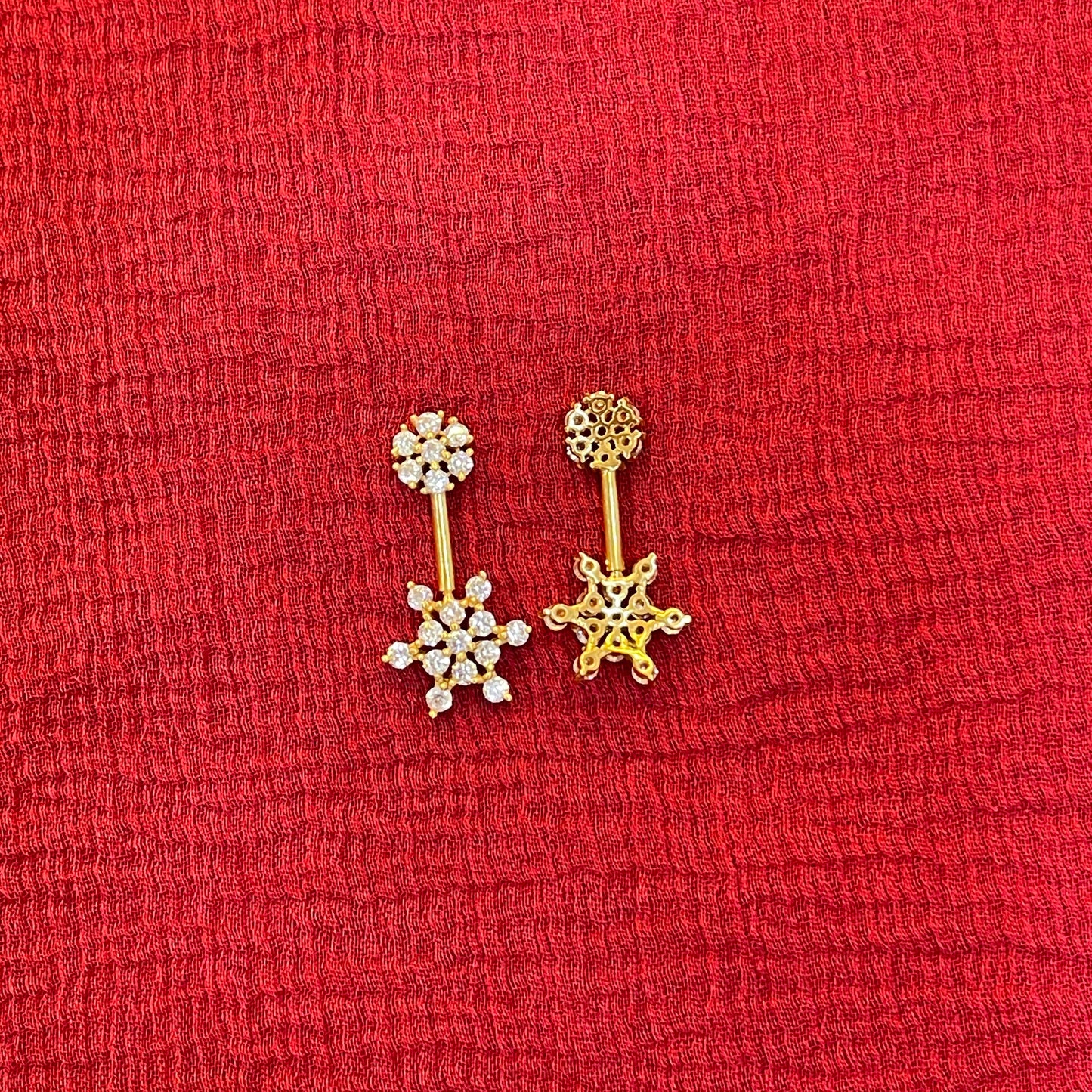 Gold Plated CZ Bugadi Pair for Women | Helix Cartilage Earrings