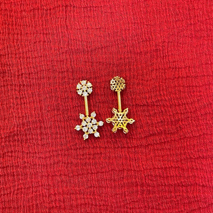 Gold Plated CZ Bugadi Pair for Women | Helix Cartilage Earrings