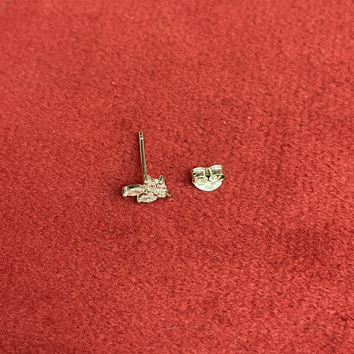 92.5 Sterling Silver Marquise CZ Leaf Cluster Studs