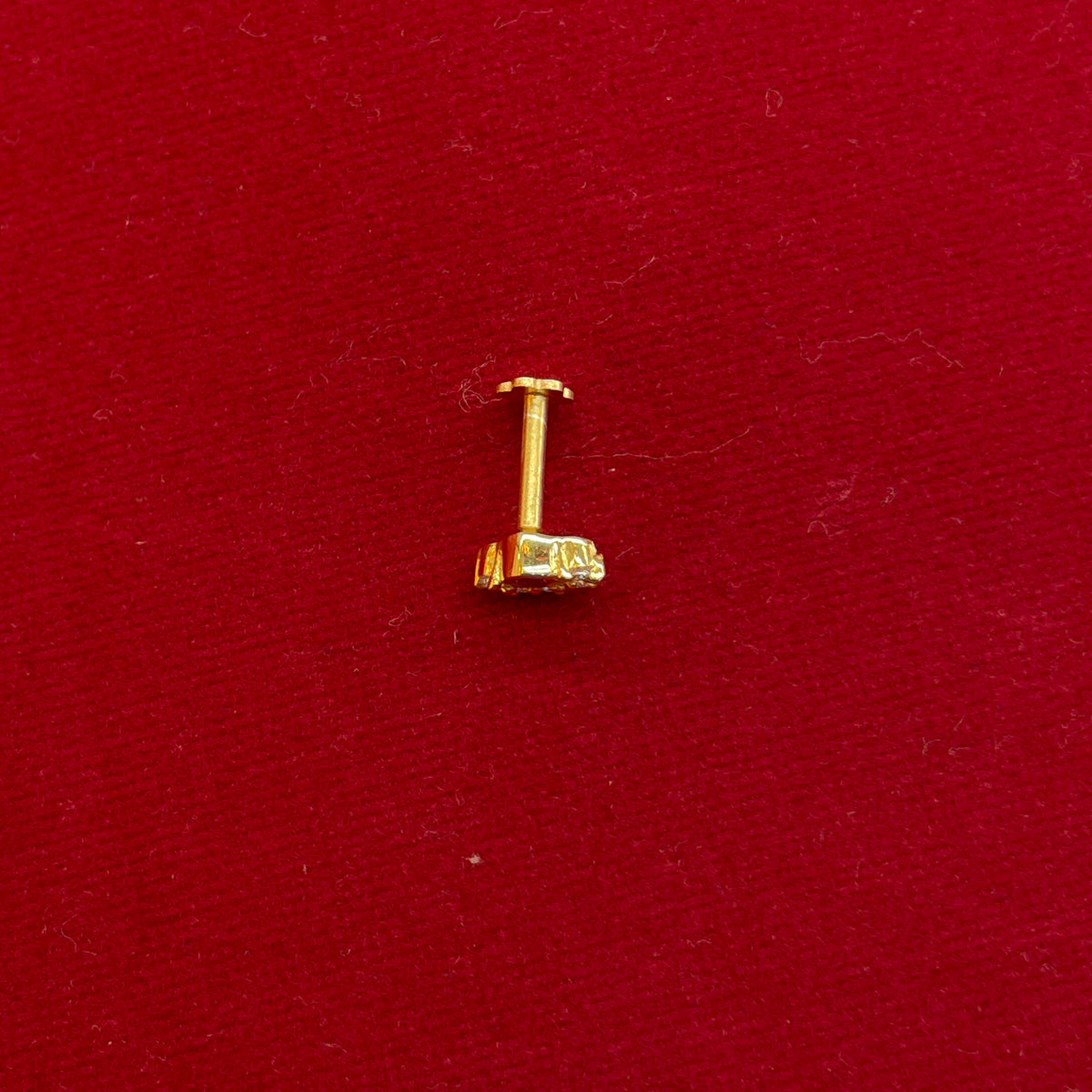 92.5 Sterling Silver Gold Plated Ruby Red CZ Crown Nose Pin for Women