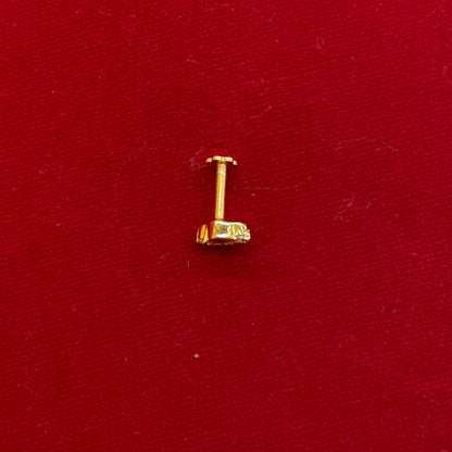 92.5 Sterling Silver Gold Plated Ruby Red CZ Crown Nose Pin for Women