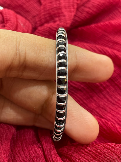 92.5 Silver Black Bead Kids Kada Pair | Baby Bracelet for Girls & Boys | Traditional Jewellery